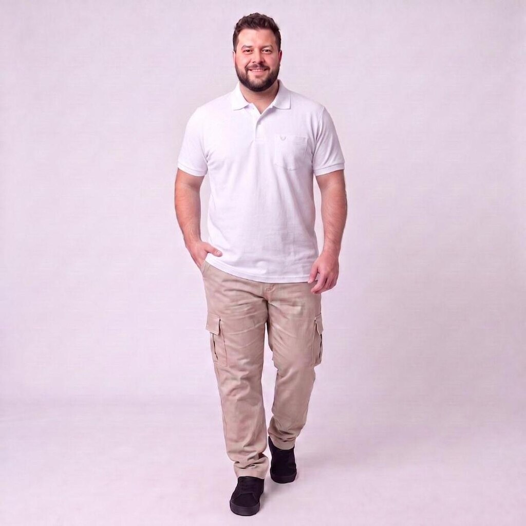 Camisa Polo Masculina Piquet Plus Size Manga Curta Mac Giant