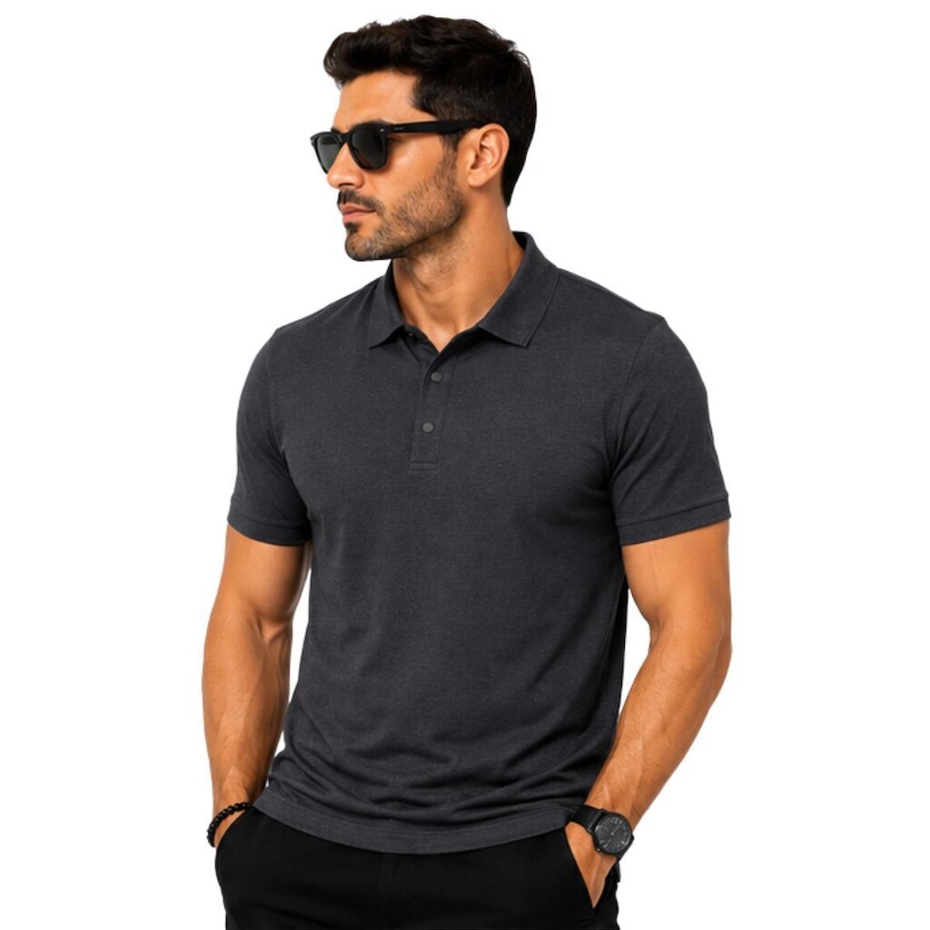 Camisa Polo Masculina Poliamida Leve Estilo Casual Sport