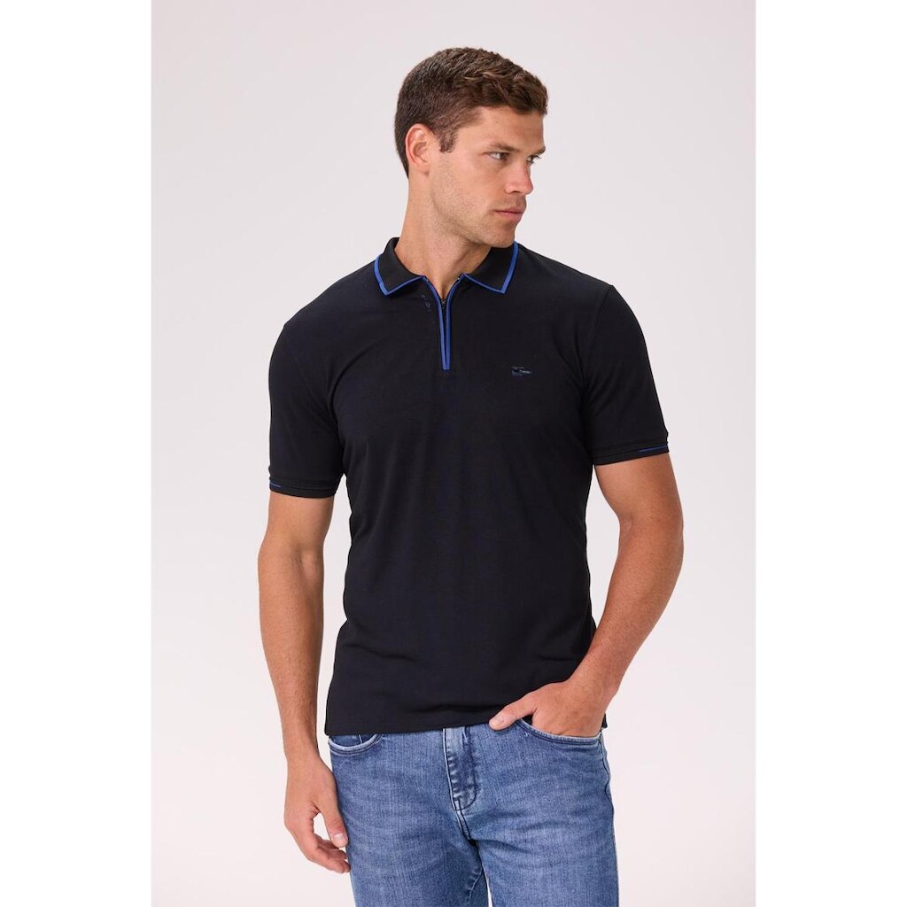 Camisa Polo Masculina Sallo Com Zíper Slim Premium