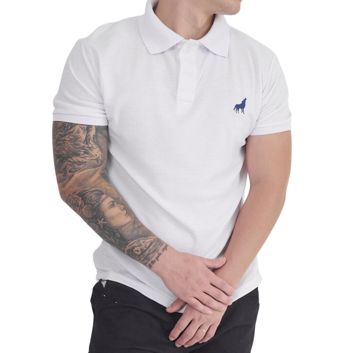 Camisa Polo Masculina Unitária Vira Lata Wear Malha Piquet - Branco Menor preço em Camisa Polo Masculina Unitária Vira Lata Wear Malha Piquet - Branco