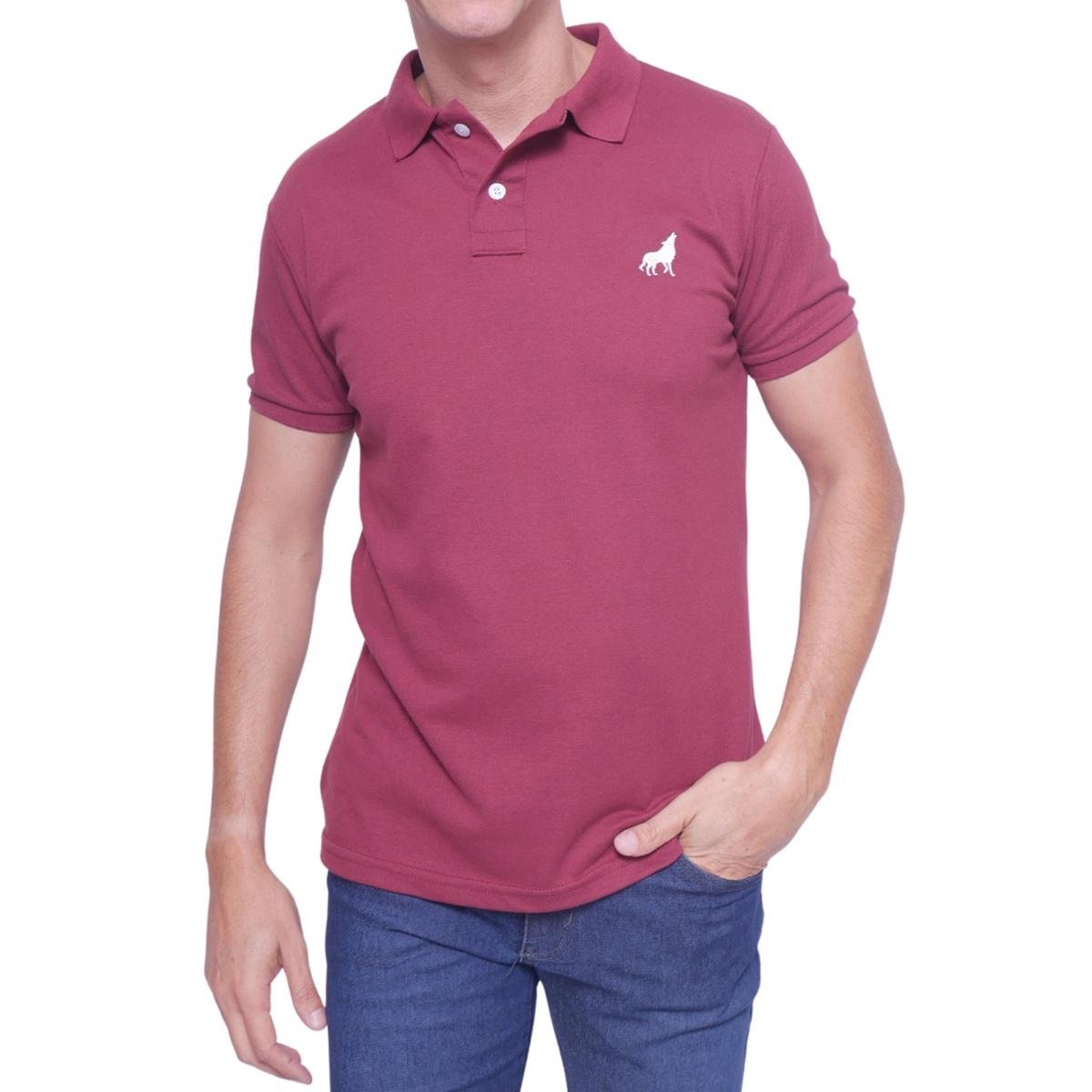 Camisa Polo Masculina Unitária Vira Lata Wear Malha Piquet - Vinho Menor preço em Camisa Polo Masculina Unitária Vira Lata Wear Malha Piquet - Vinho