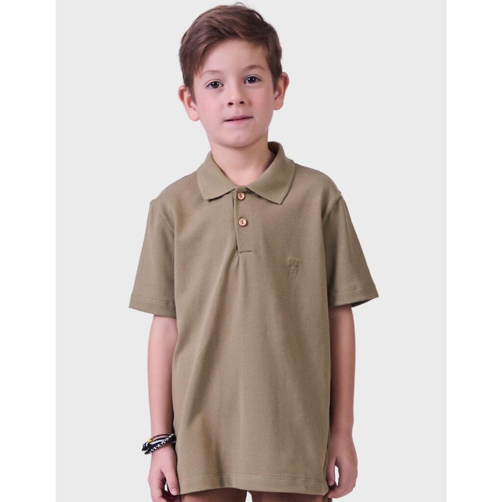 Camisa Polo Moda Conforto E Elegância Com Botão E Manga Curta Estilo Verão Tropical Menino 4 a 14
