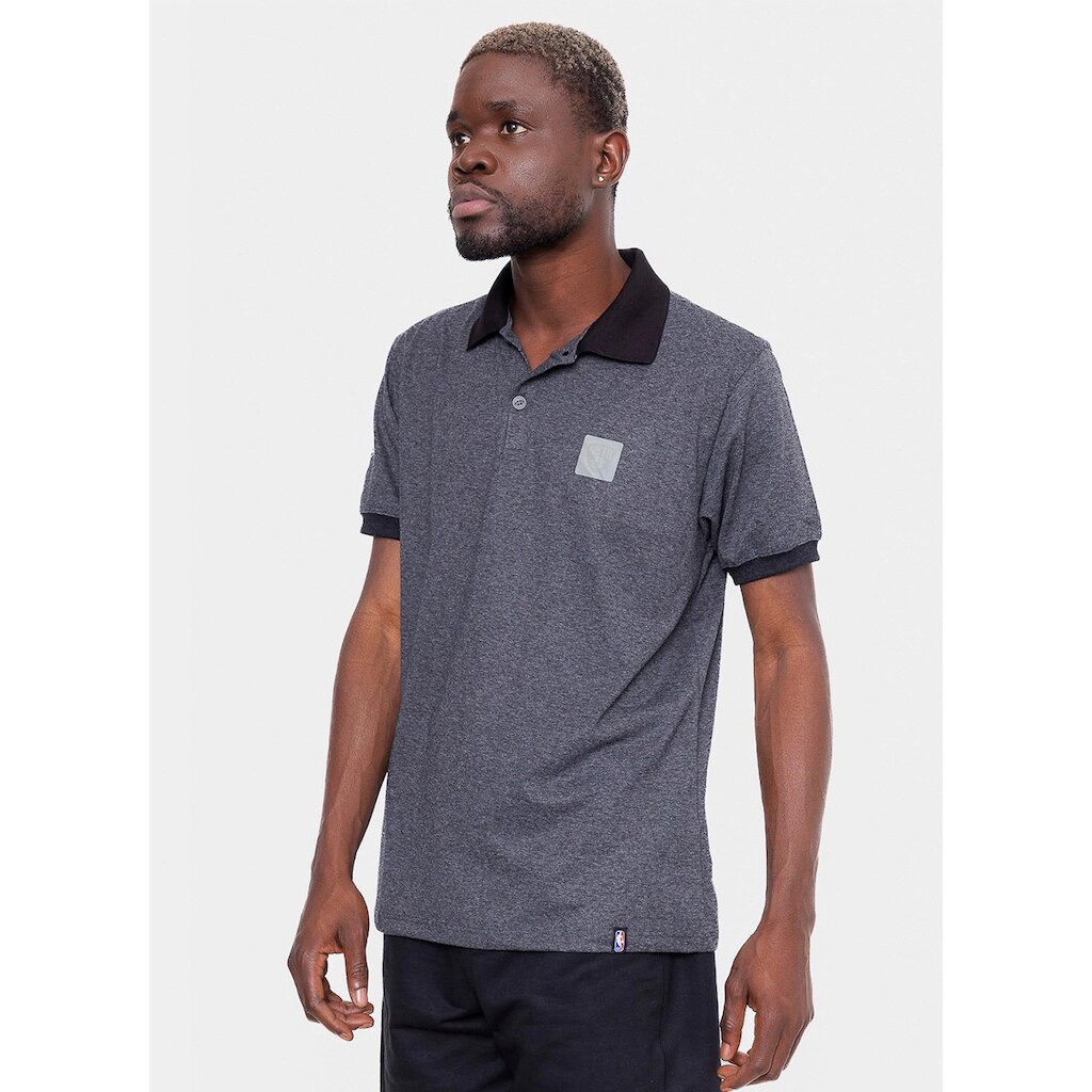 Camisa Polo NBA Brooklyn Nets Rubber Logo Masculina