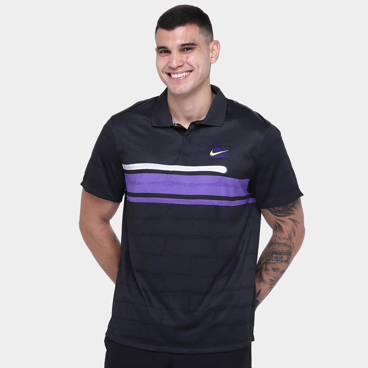 Camisa Polo Nike Court Advantage NY Masculina - Preto Menor preço em Camisa Polo Nike Court Advantage NY Masculina - Preto