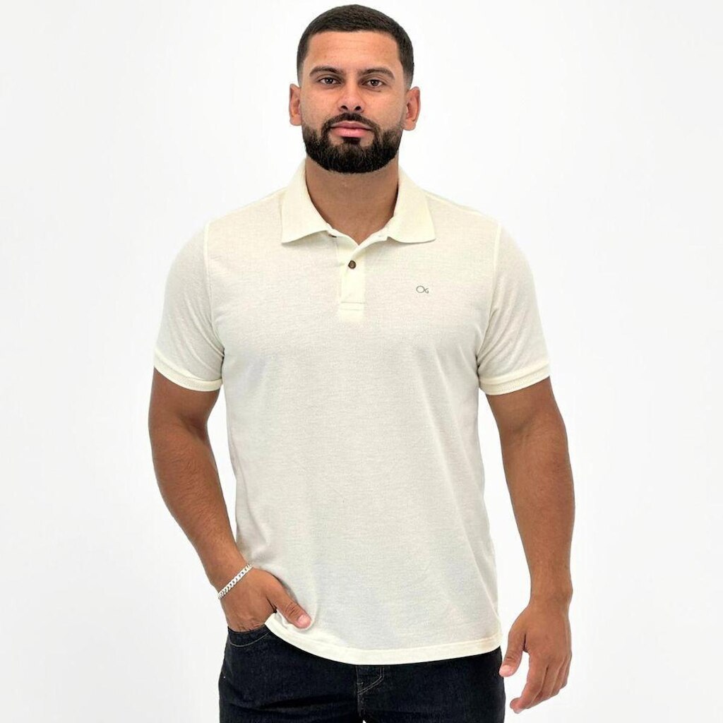 Camisa Polo Ogochi com Botão Slim Manga Curta Ogochi