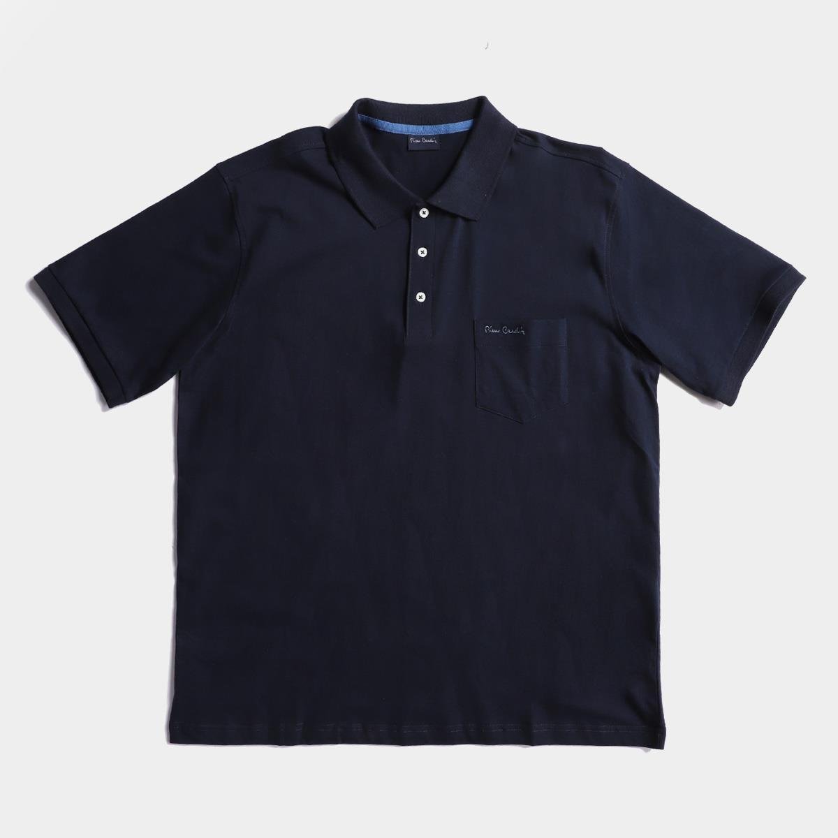 Camisa Polo Pierre Cardin Masculina Lisa Plus Size Conforto - Marinho Menor preço em Camisa Polo Pierre Cardin Masculina Lisa Plus Size Conforto - Marinho