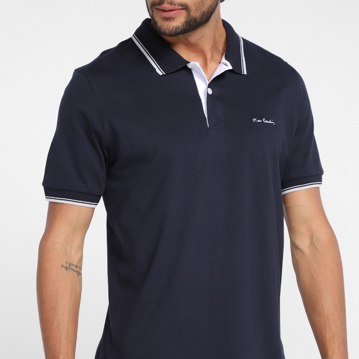 Camisa Polo Pierre Cardin Masculina - Marinho Menor preço em Camisa Polo Pierre Cardin Masculina - Marinho