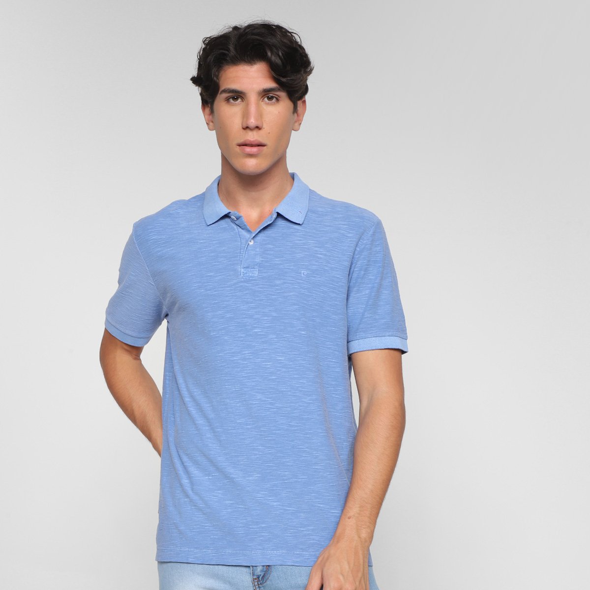 Camisa Polo Pierre Cardin Meia Malha Flamê Masculina - Azul Menor preço em Camisa Polo Pierre Cardin Meia Malha Flamê Masculina - Azul