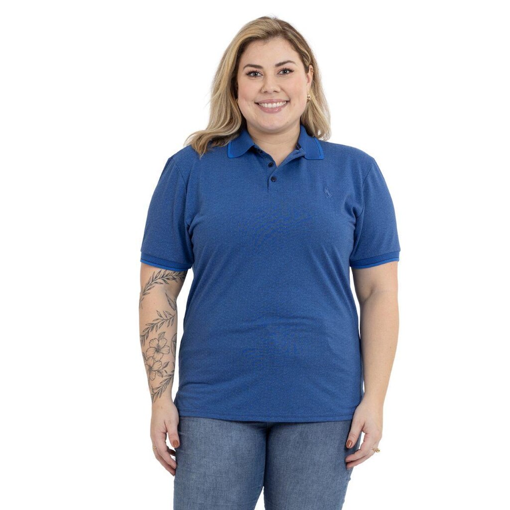 Camisa Polo Plus Size Feminina Botões Dia a Dia Trabalho