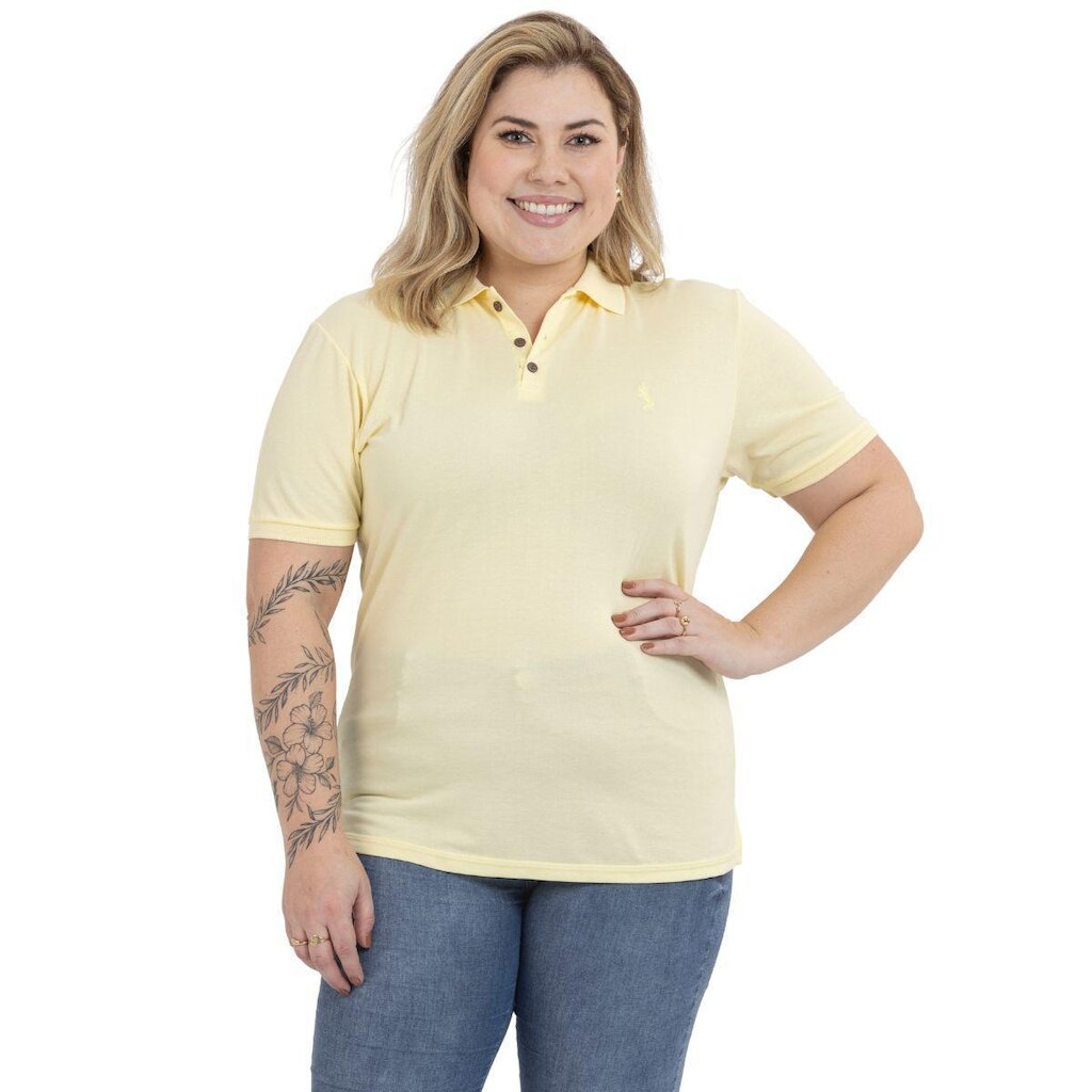 Camisa Polo Plus Size Feminina Botões Dia a Dia Trabalho