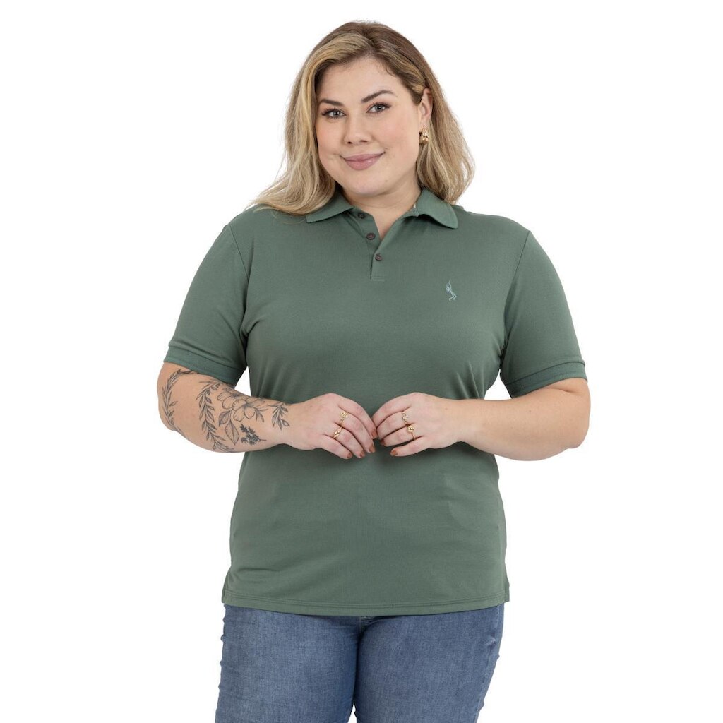 Camisa Polo Plus Size Feminina Botões Dia a Dia Trabalho