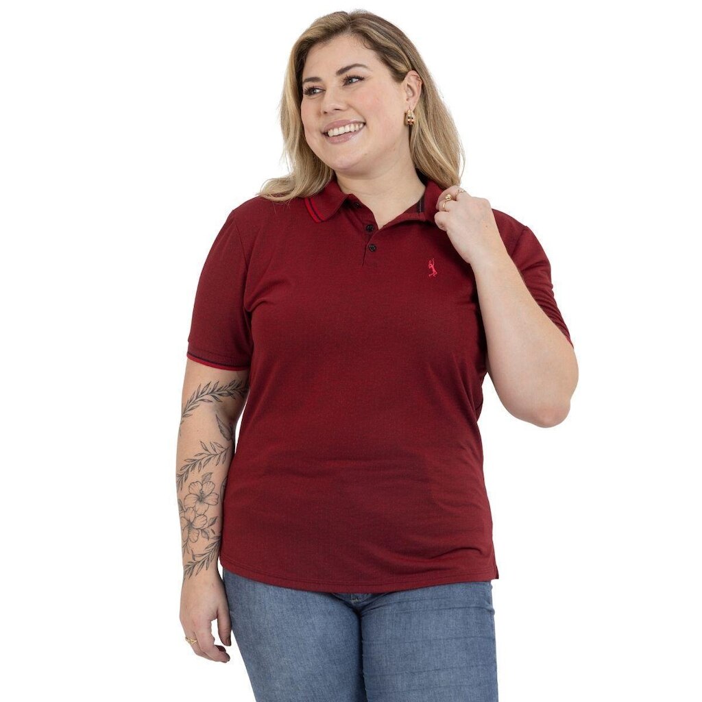 Camisa Polo Plus Size Feminina Botões Dia a Dia Trabalho