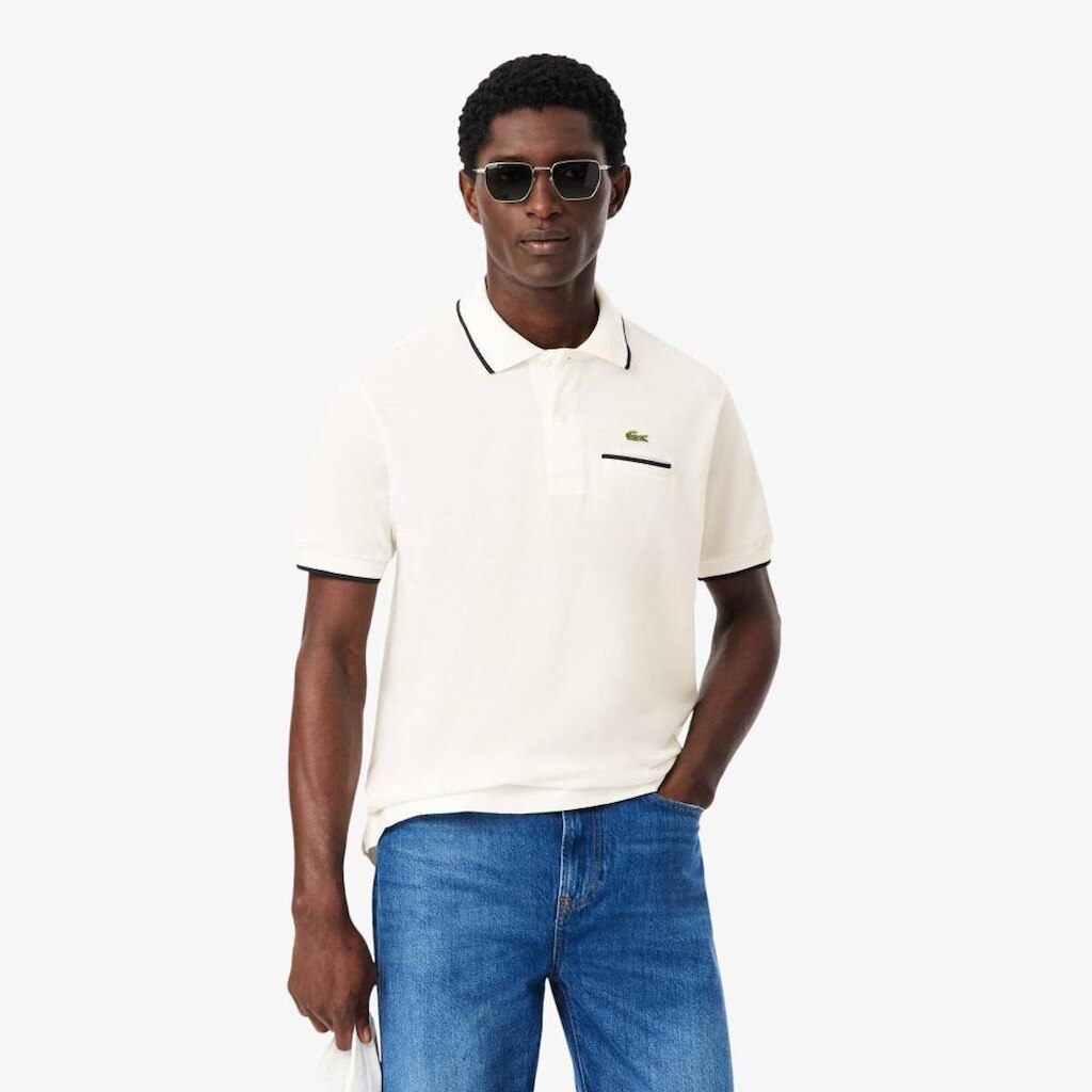 Camisa Polo Lacoste Pocket Accent L.12.12, Ajuste Clássico Masculina