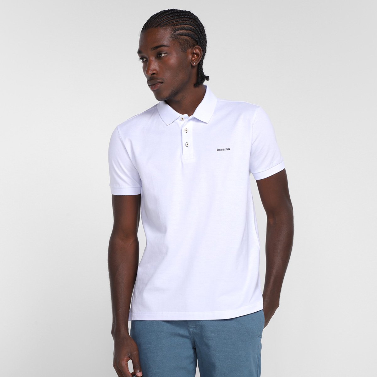 Camisa Polo Reserva Piquet Masculina - Branco Menor preço em Camisa Polo Reserva Piquet Masculina - Branco