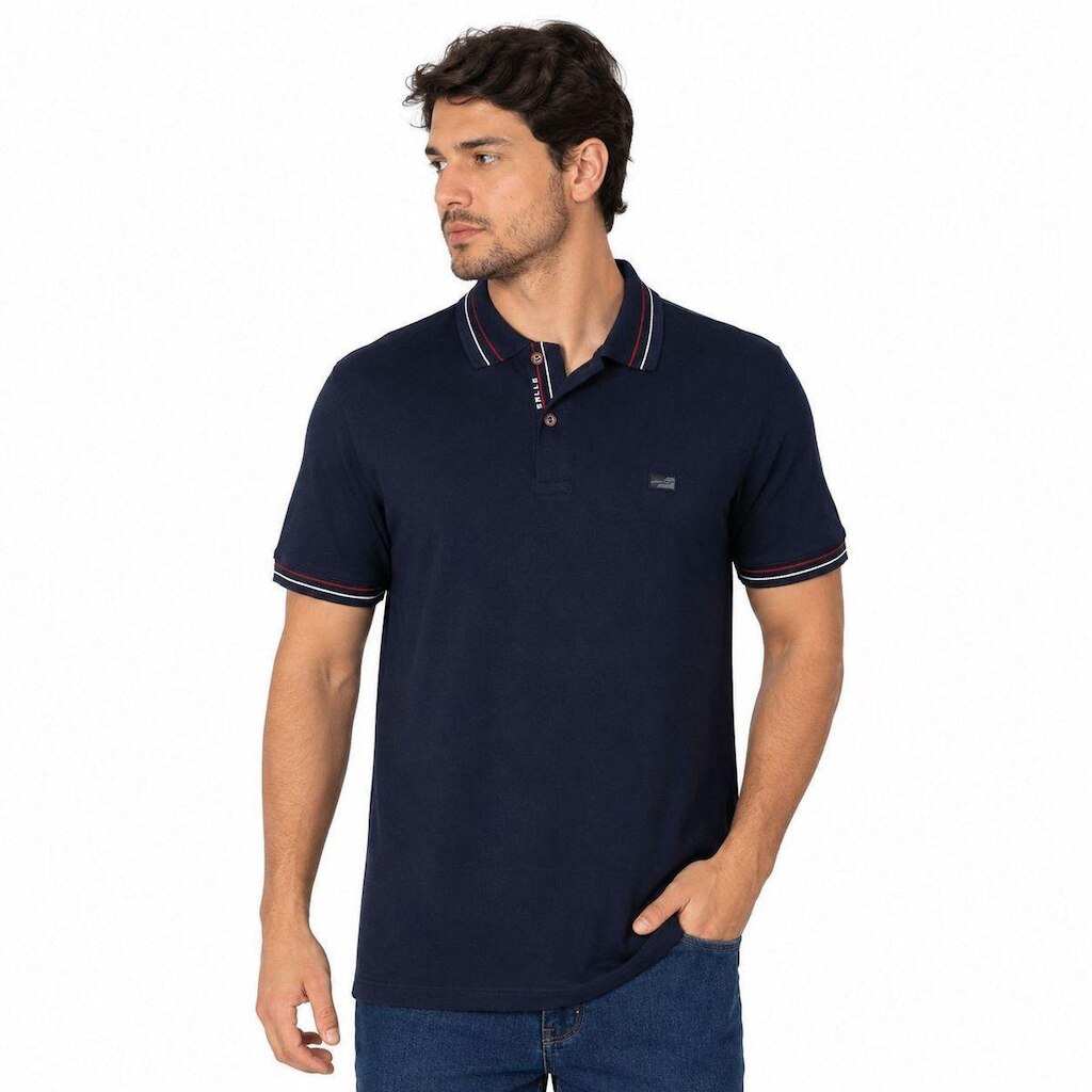 Camisa Polo Sallo Slim Fit 0019 Azul Marinho em Malha Piquet - Marinho G3