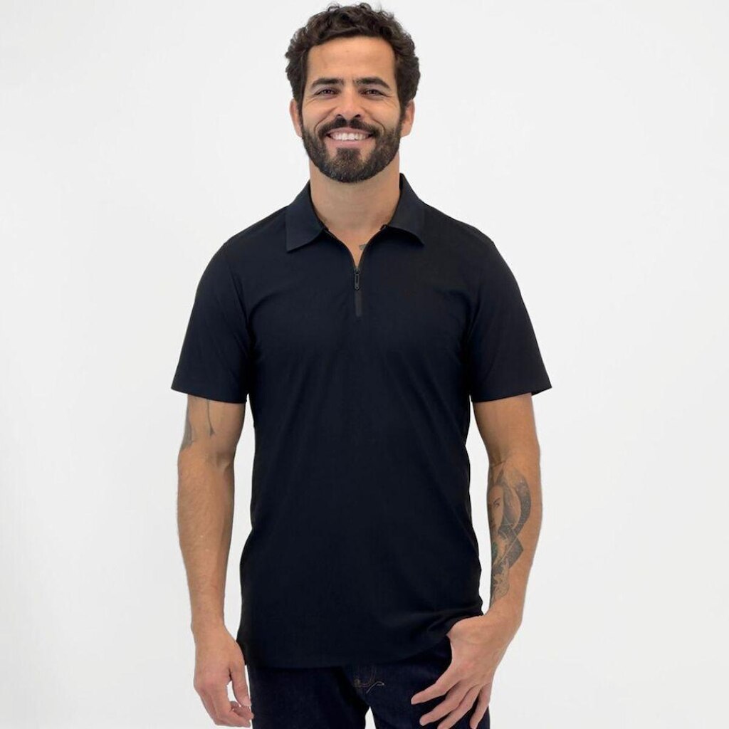 Camisa Polo Sea Surf com Zíper Manga Curta Masculina