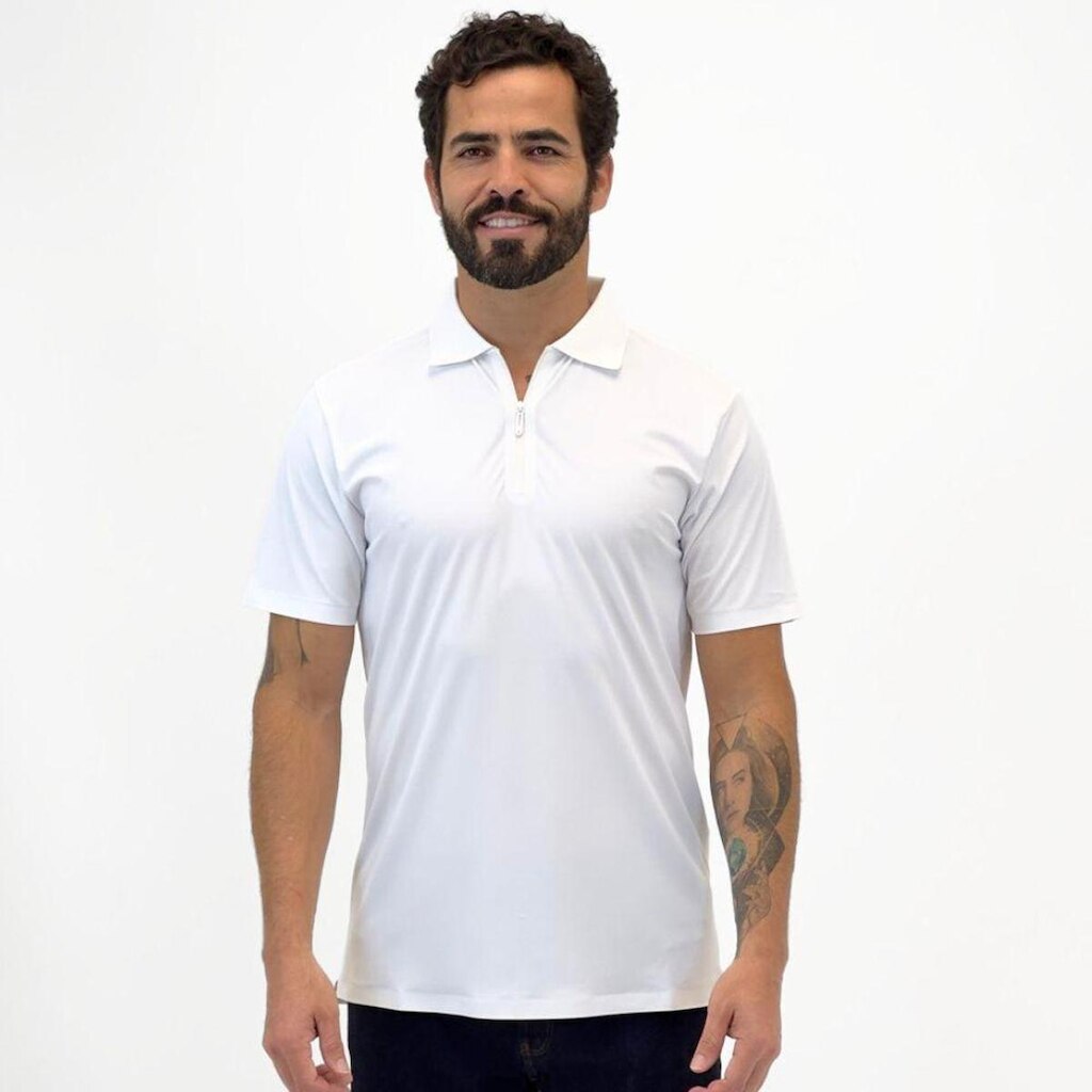 Camisa Polo Sea Surf com Zíper Manga Curta Masculina