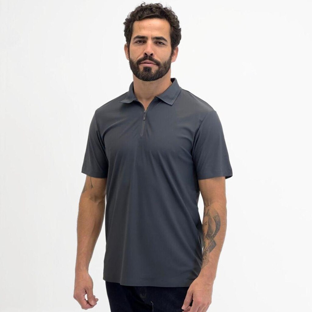 Camisa Polo Sea Surf com Zíper Manga Curta Masculina
