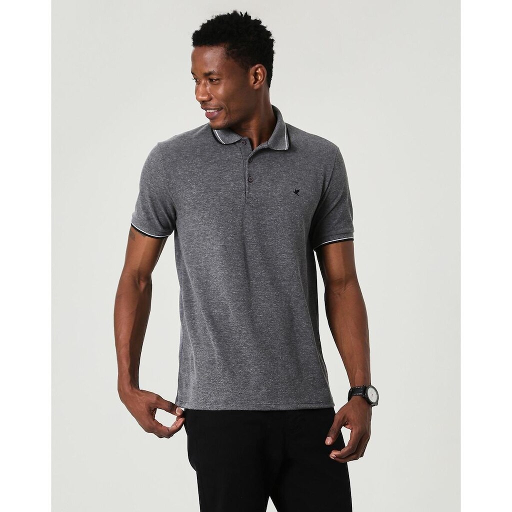 Camisa Polo Slim Piquê Malwee Cinza Escuro - M Malwee