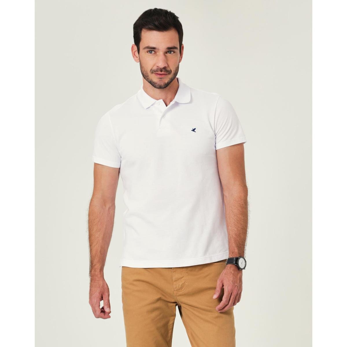 Camisa Polo Slim Piquê Premium Malwee Masculina - Branco Menor preço em Camisa Polo Slim Piquê Premium Malwee Masculina - Branco