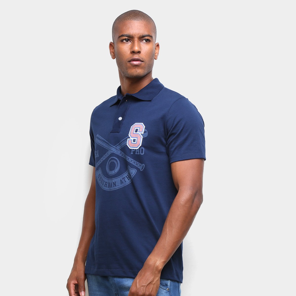 Camisa Polo Suburban Baseball Masculina - Marinho Menor preço em Camisa Polo Suburban Baseball Masculina - Marinho