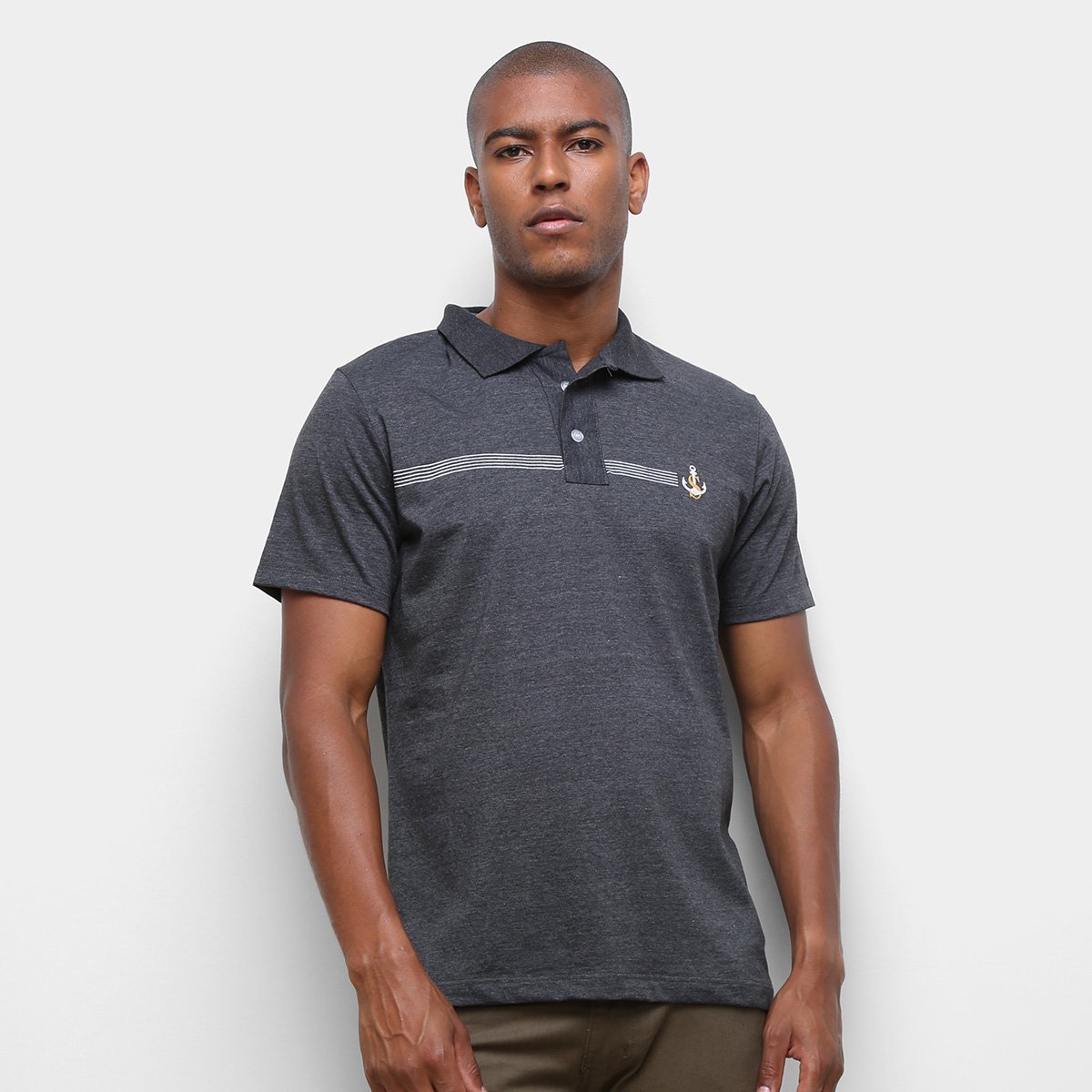 Camisa Polo Suburban Masculina - Chumbo Menor preço em Camisa Polo Suburban Masculina - Chumbo