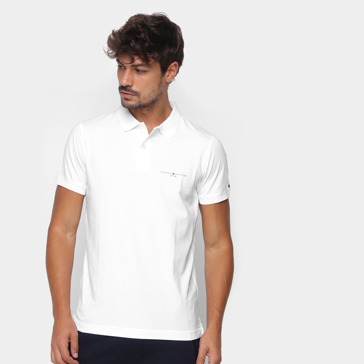 Camisa Polo Tommy Hilfiger Básica Masculina - Branco Menor preço em Camisa Polo Tommy Hilfiger Básica Masculina - Branco