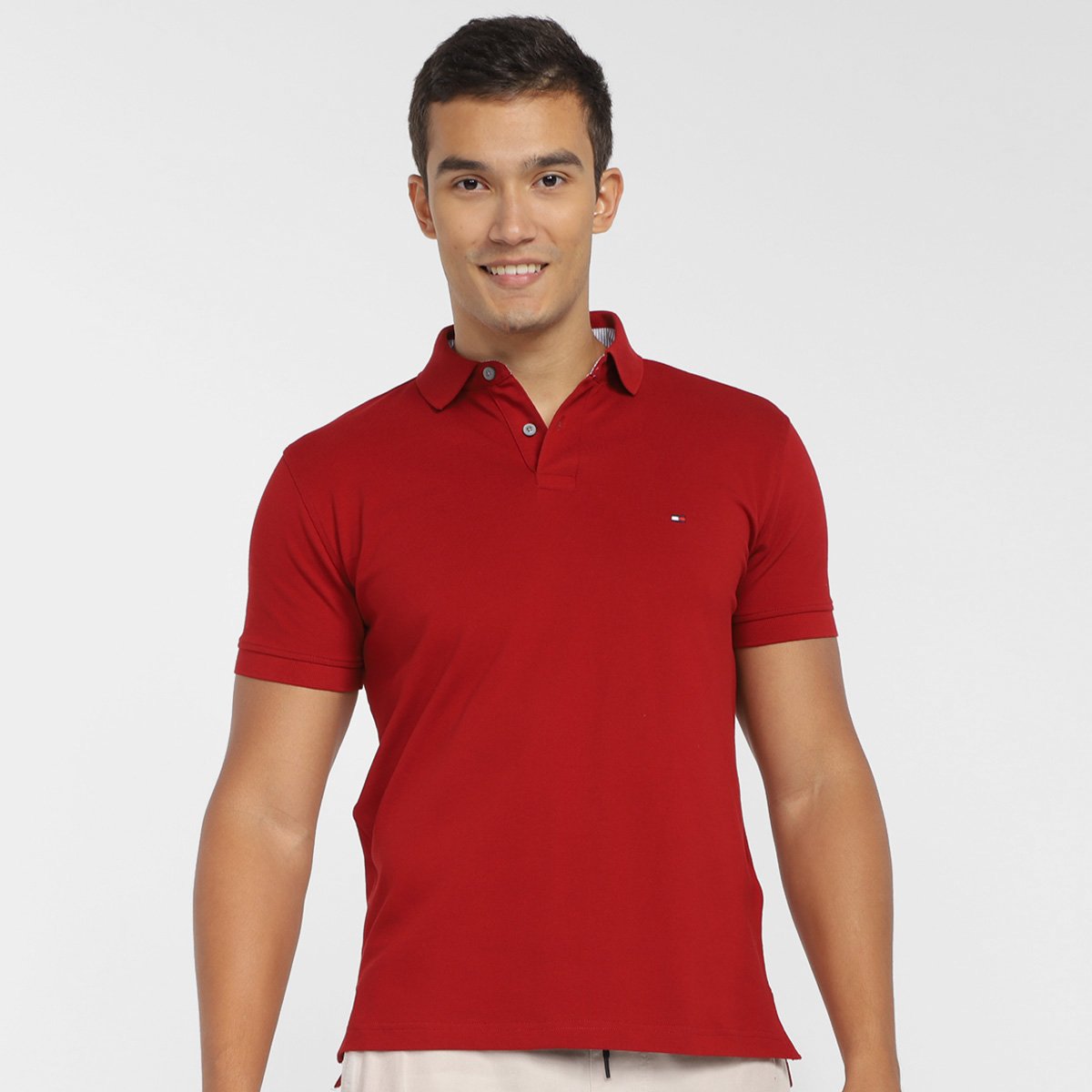 Camisa Polo Tommy Hilfiger Básica Masculina - Vermelho Menor preço em Camisa Polo Tommy Hilfiger Básica Masculina - Vermelho