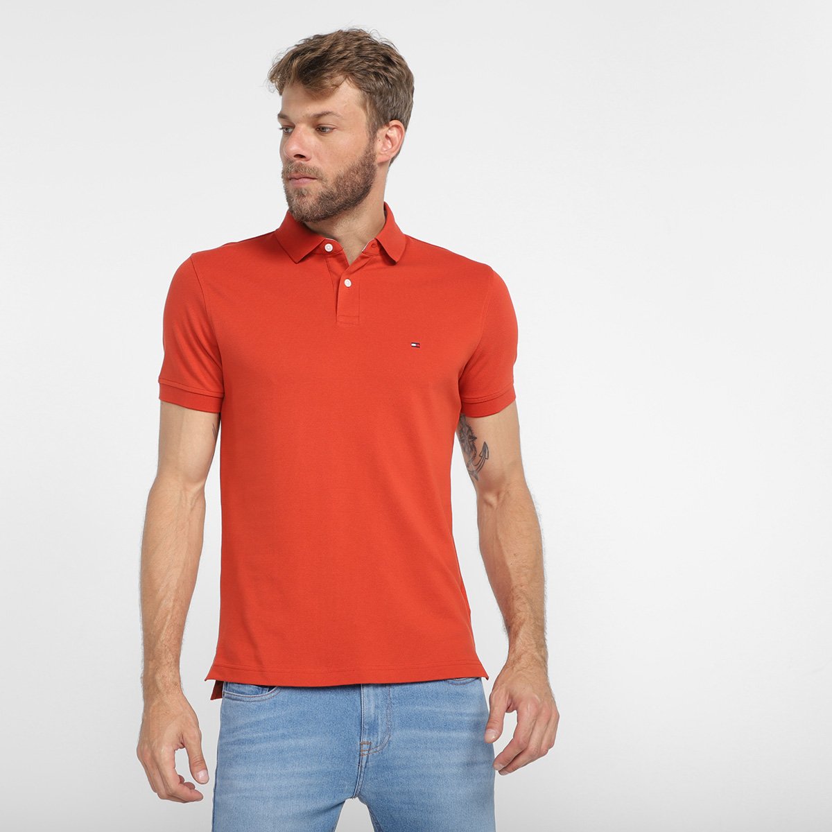 Camisa Polo Tommy Hilfiger Básica Masculina - Vermelho+Branco Menor preço em Camisa Polo Tommy Hilfiger Básica Masculina - Vermelho+Branco