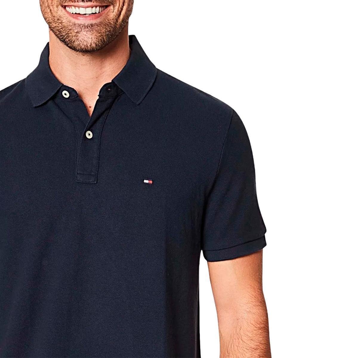 Camisa Polo Tommy Hilfiger Masculina Slim Fit Camisa Polo Tommy Hilfiger  Masculina Azul Camisa Polo Tommy Camisa