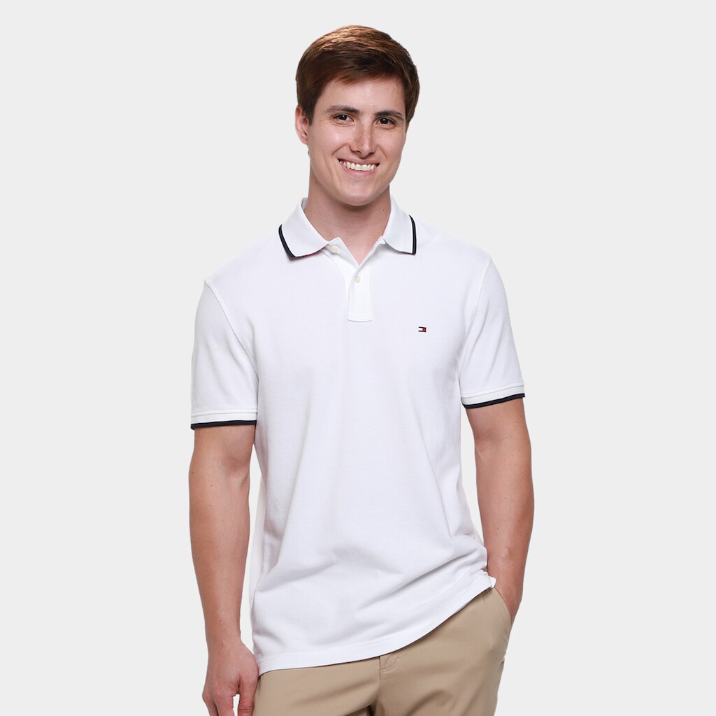 Camisa Polo Tommy Hilfiger Piqué Undercollar Masculina