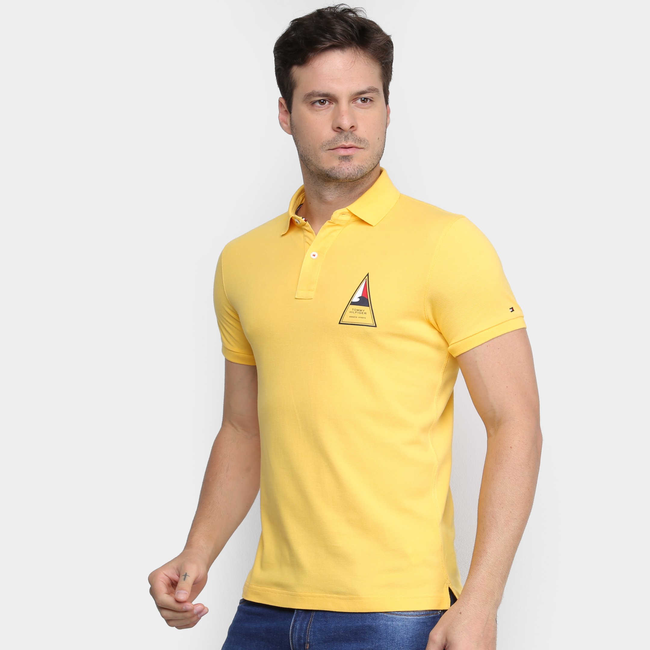 camisa polo tommy hilfiger masculina amarela