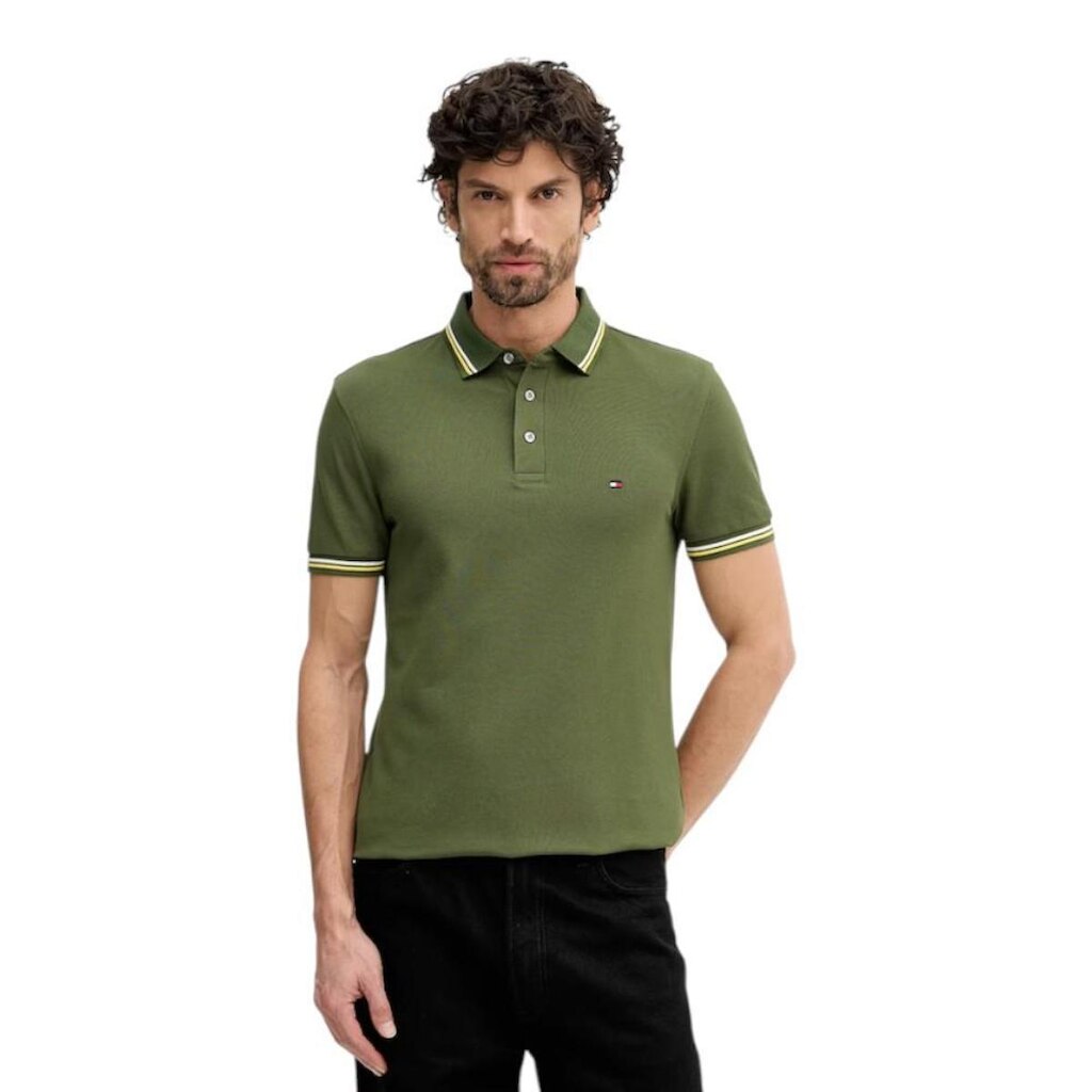 Camisa Polo Tommy Hilfiger Tipped Slim Fit Azul Claro