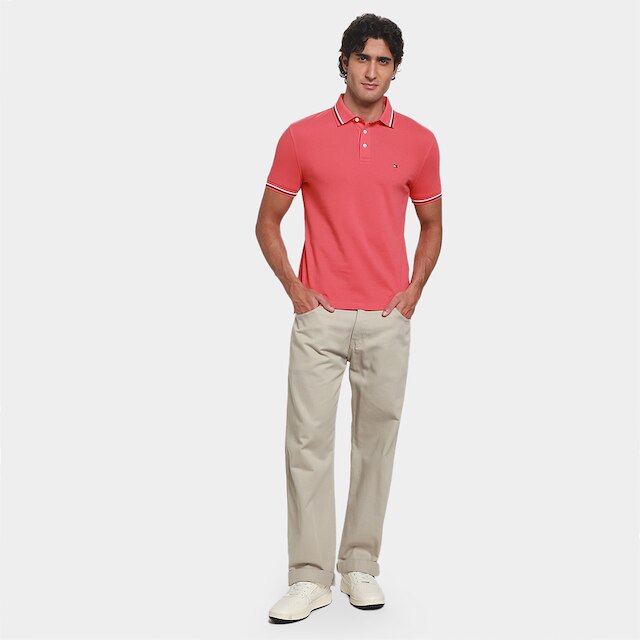 Camisa Polo Tommy Hilfiger Tipped Slim Fit Masculina