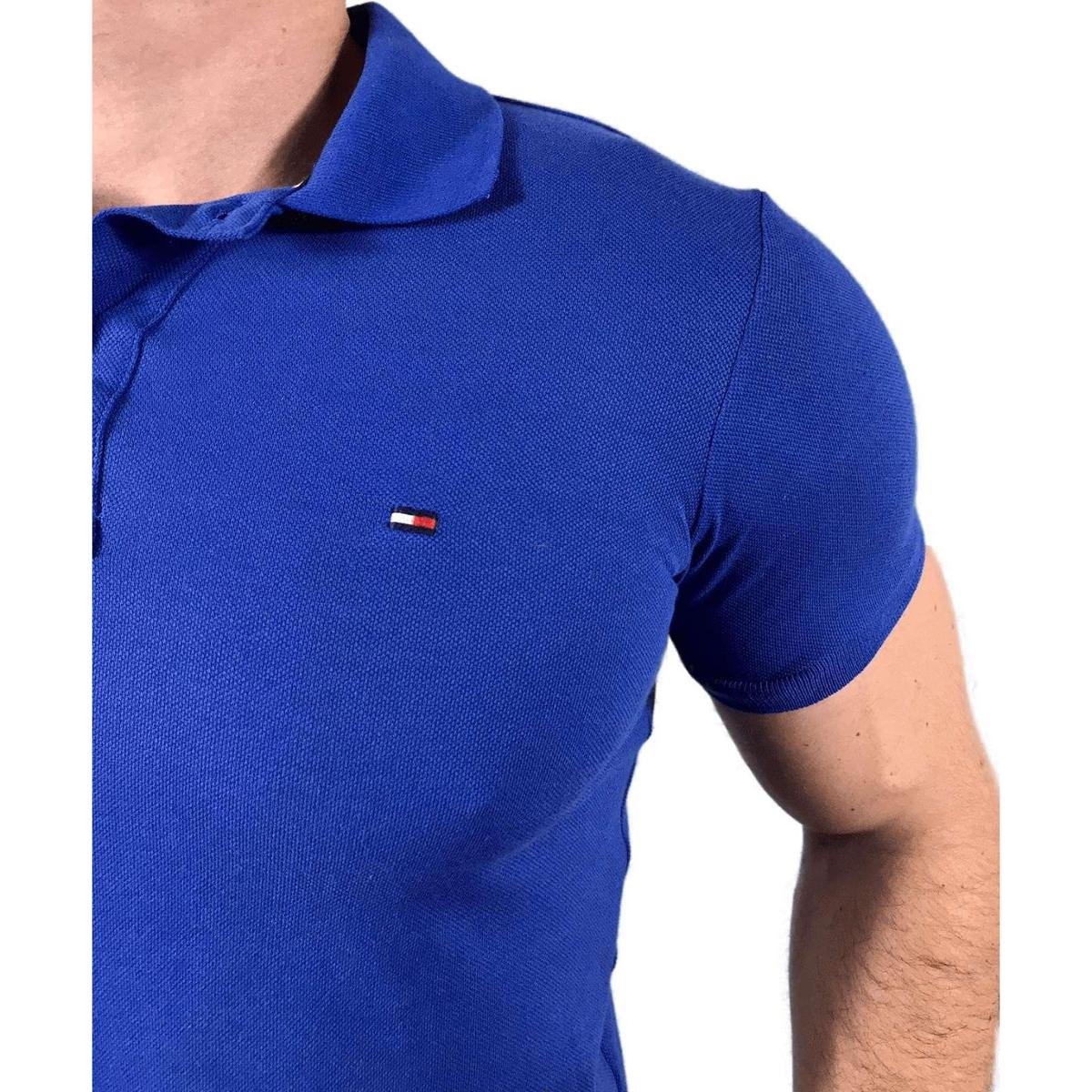 Camisa Polo Tommy Regular Fit Summer Logo - Azul Menor preço em Camisa Polo Tommy Regular Fit Summer Logo - Azul