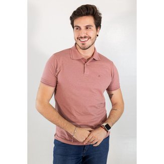 Camisa Polo Tradicional Detalhes Pêssego Azul Rosa Anticorpus