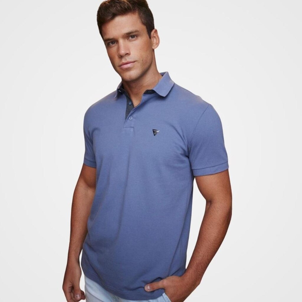 Camisa Polo Triton Masculina Cinza Manga Curta 100% Algodão