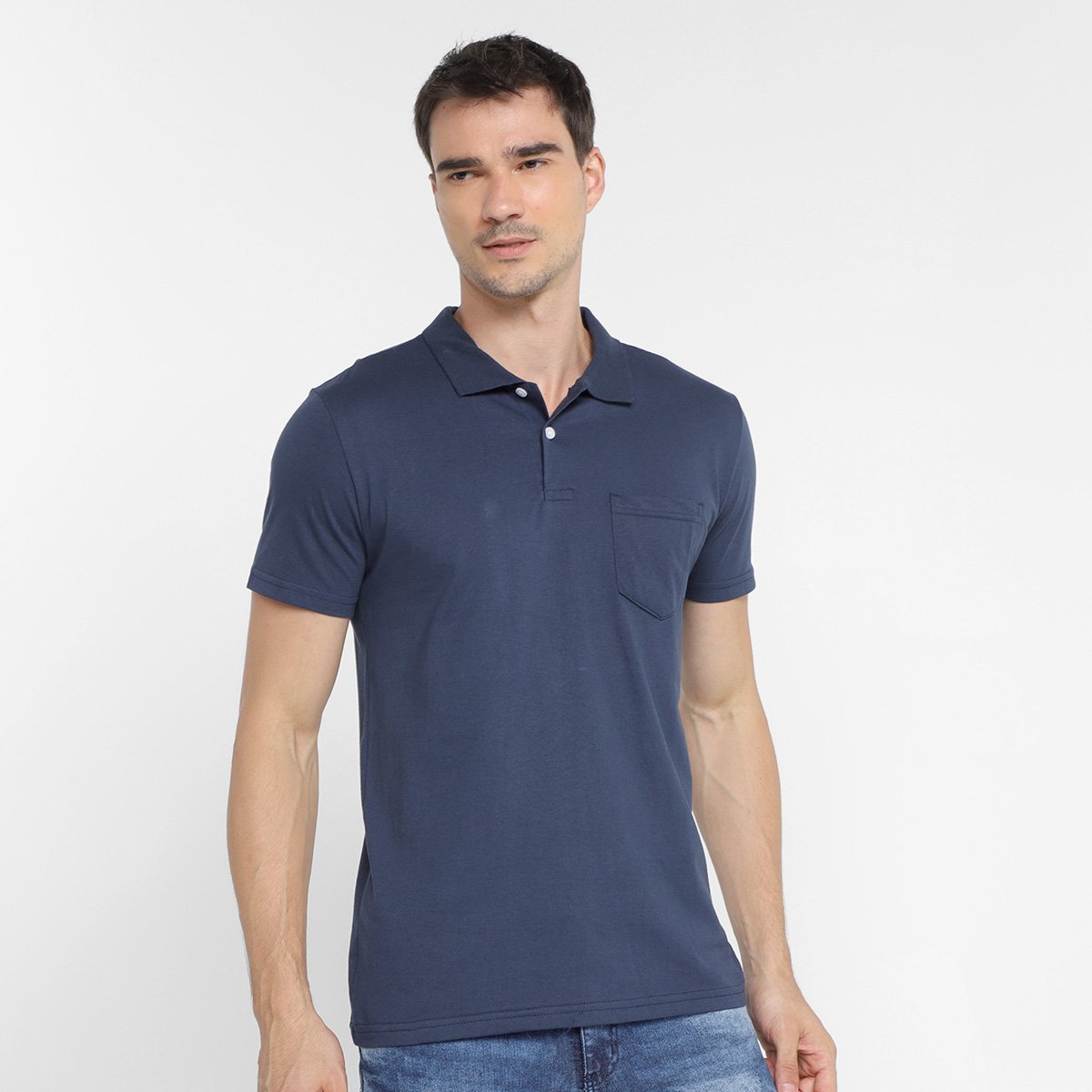 Camisa Polo Ultimato Com Bolso Masculina - Marinho Menor preço em Camisa Polo Ultimato Com Bolso Masculina - Marinho