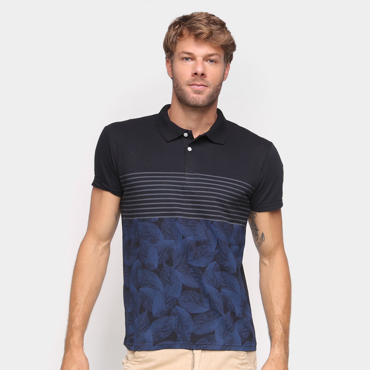 Camisa Polo Ultimato Estampada Masculina - Preto Menor preço em Camisa Polo Ultimato Estampada Masculina - Preto