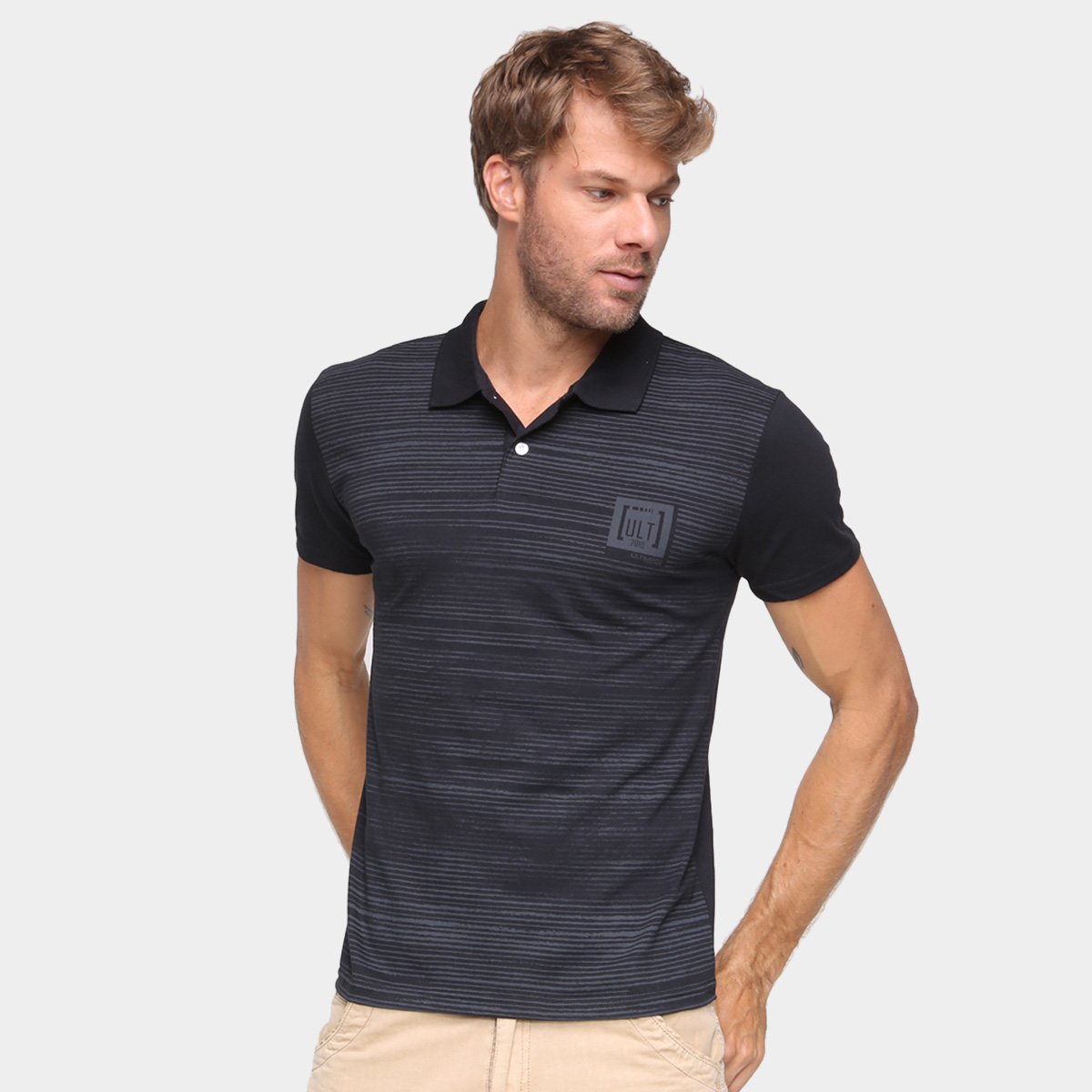 Camisa Polo Ultimato Estampada Masculina - Preto Menor preço em Camisa Polo Ultimato Estampada Masculina - Preto