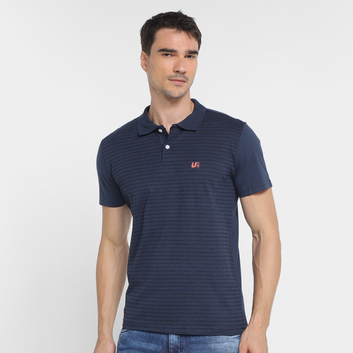 Camisa Polo Ultimato Listrada Masculina - Marinho Menor preço em Camisa Polo Ultimato Listrada Masculina - Marinho