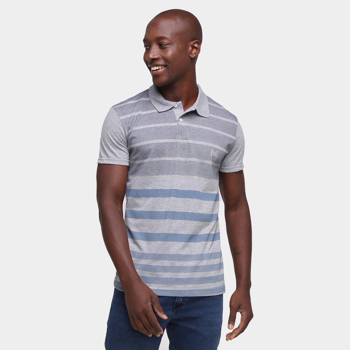 Camisa Polo Ultimato Listrada Masculina - Mescla Menor preço em Camisa Polo Ultimato Listrada Masculina - Mescla