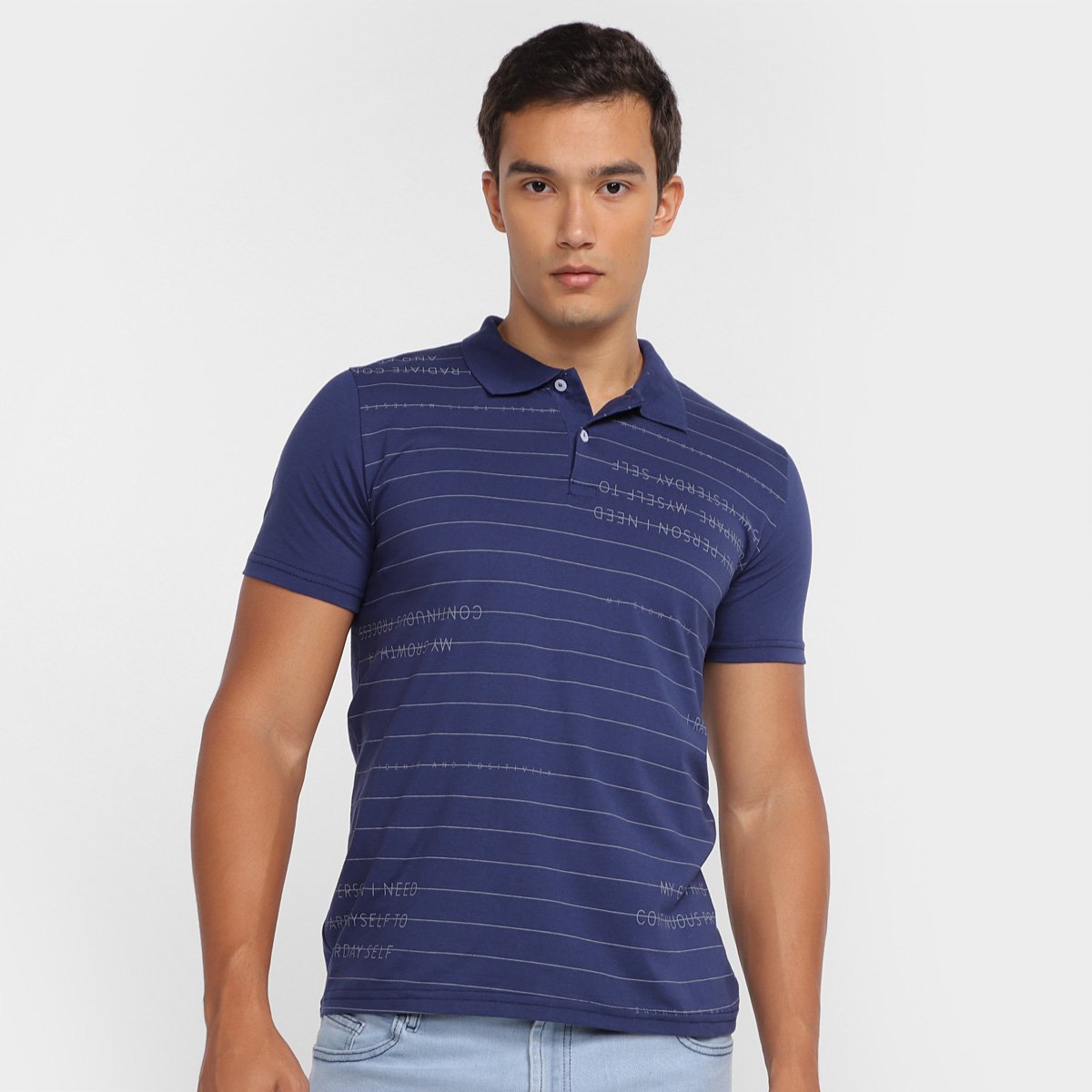 Camisa Polo Ultimato Listras Lettering Masculina Menor preço em Camisa Polo Ultimato Listras Lettering Masculina