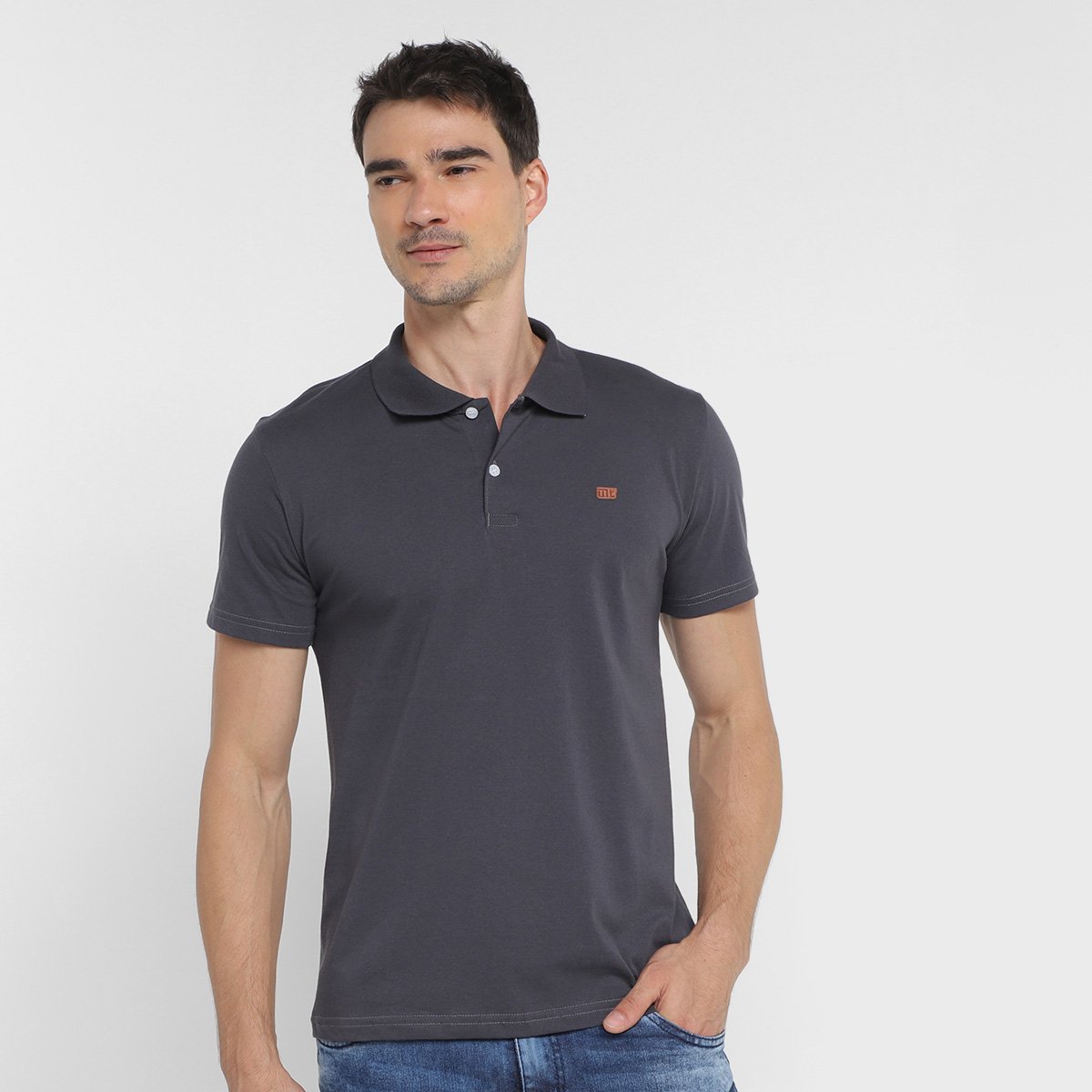 Camisa Polo Ultimato Manga Curta Masculina - Chumbo Menor preço em Camisa Polo Ultimato Manga Curta Masculina - Chumbo