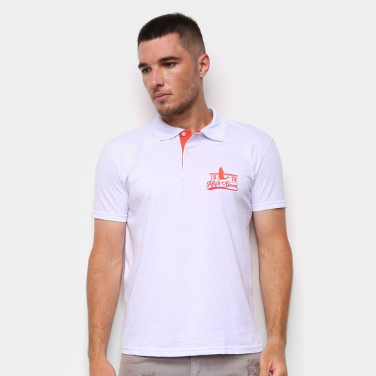 Camisa Polo Ultimato Meia Malha Estampada Masculina - Branco