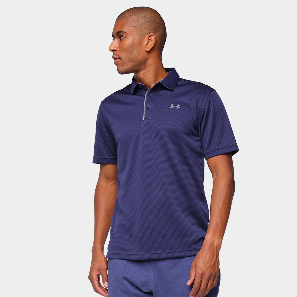 Camisa Polo Under Armour Tech Masculina - Marinho+Cinza Menor preço em Camisa Polo Under Armour Tech Masculina - Marinho+Cinza