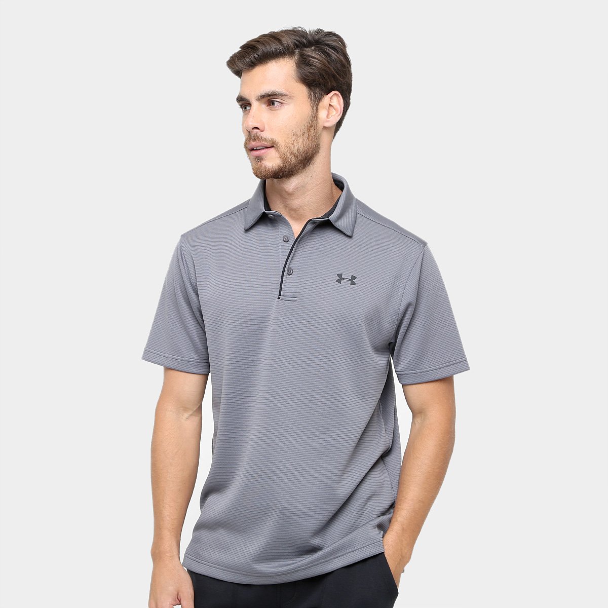 Camisa Polo Under Armour Tech Masculina - Grafite+Preto Menor preço em Camisa Polo Under Armour Tech Masculina - Grafite+Preto