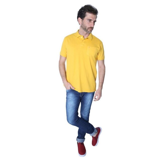 Camisa Polo Yacht Sport Com Bolso Elegance Masculina