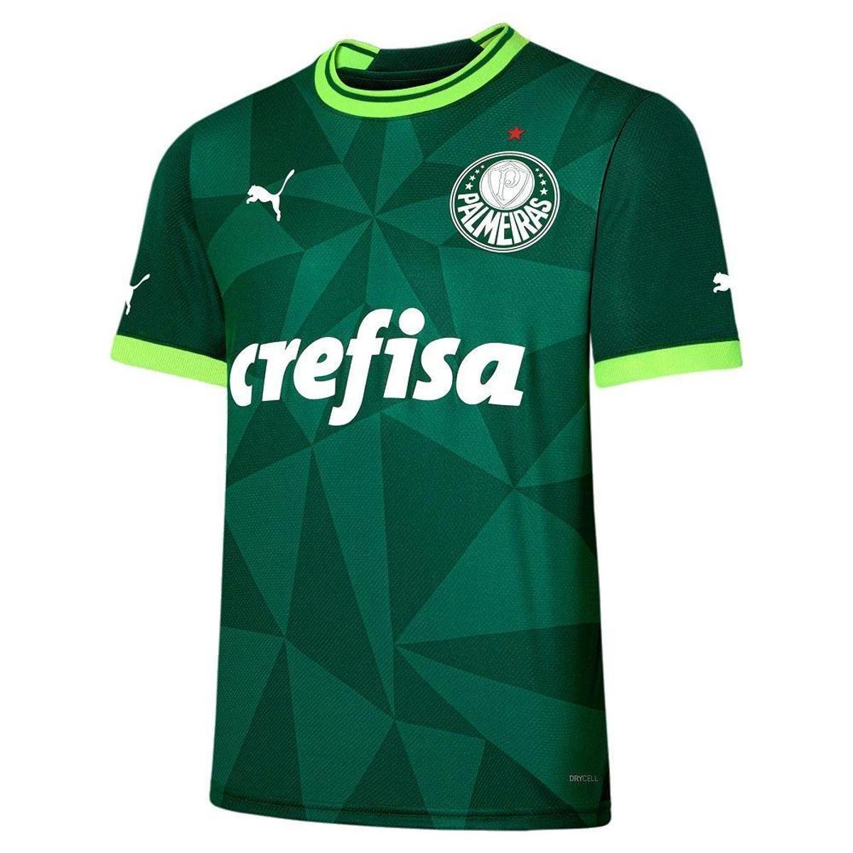 Camisa Puma Palmeiras Home Jersey Masculina - Verde Menor preço em Camisa Puma Palmeiras Home Jersey Masculina - Verde