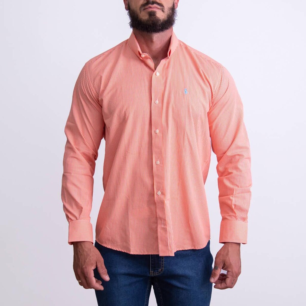 Camisa Ralph L Masculina Manga Longa Quadriculada